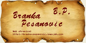 Branka Pešanović vizit kartica